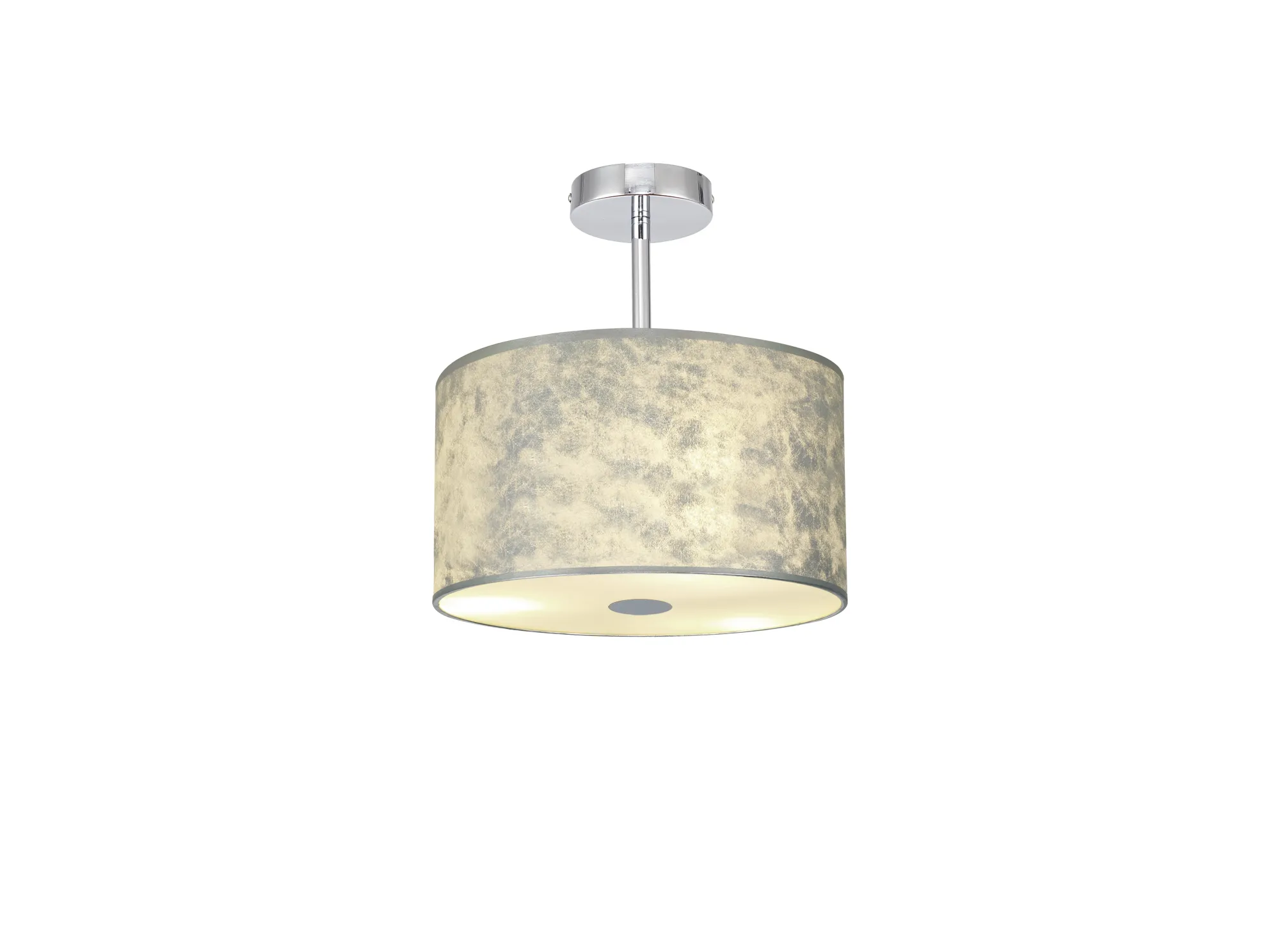 DK0784  Baymont 30cm Semi Flush 1 Light Polished Chrome, Silver Leaf, Frosted Diffuser